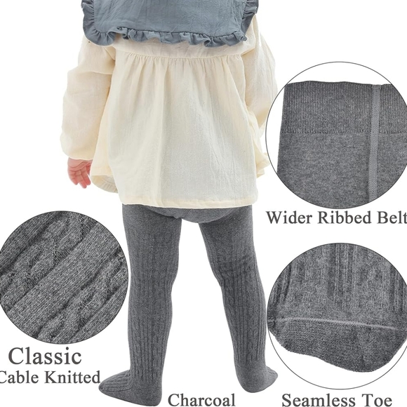 Hakugoo Baby Knitted  Leggings, Toddlers Girls Cable Tights, Stockings 9 Pieces - Picture 4 of 7